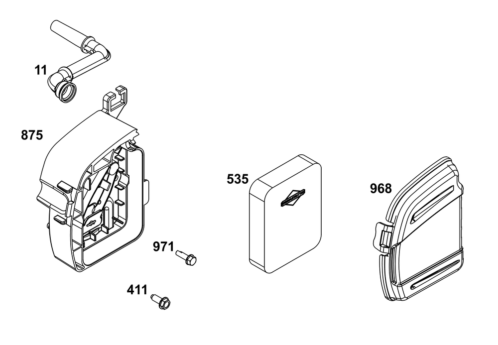 Air Cleaner Group Diagram and Parts List for 124P05-0011-F1 100000 - 19Z999 Briggs and Stratton Engine